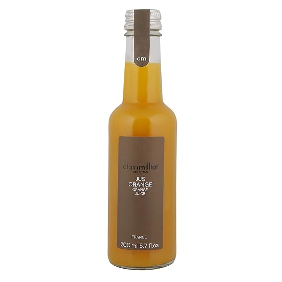 Alain Milliat Orange Juice, 6.8 Fl Oz (One 200ml Glass Bottle)