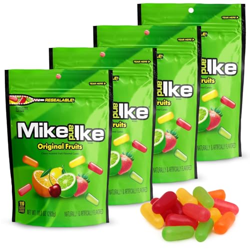 Mike and Ike Original Fruits Candy, 4 Pack of Bulk Movie Theater Candy 10 OZ Each, Ideal for Your Favorite Films, Perfect Theater Box for Sharing with Friends.