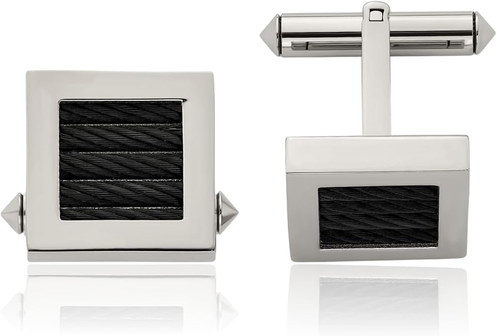 IceCarats Titanium Square Cuff Links