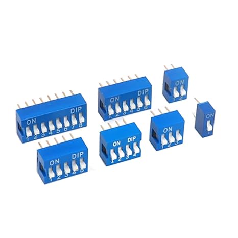Mini Toggle Press Button Rocker Flick Switch, Slide Type Switch Module 2.54mm Pitch Toggle Multicolor 1-12 PIN Assorted Pack(Blu,10PCS-4 PIN)