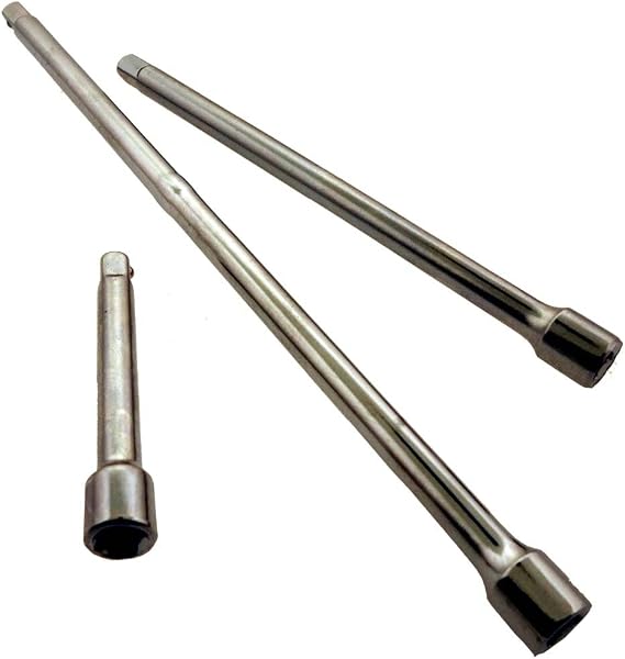 3 Piece Extension Bar Set | 1/4" (0.64 cm) Drive | 3 Lengths: 3", 6", 9" (7.6 cm, 15.2 cm, 22.9 cm) | Drop Forged & Fully Polished | Great For Bike, Auto, Vehicle Repairs