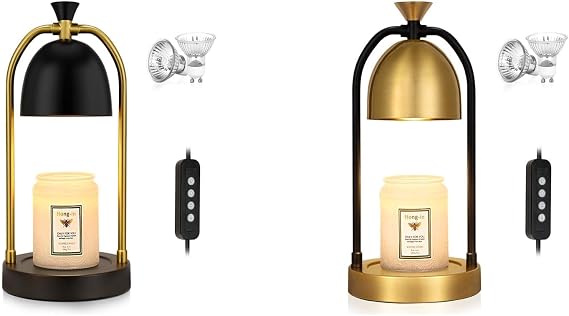 Candle Warmer Lamp with Timer 2 Pack - Black and Gold
