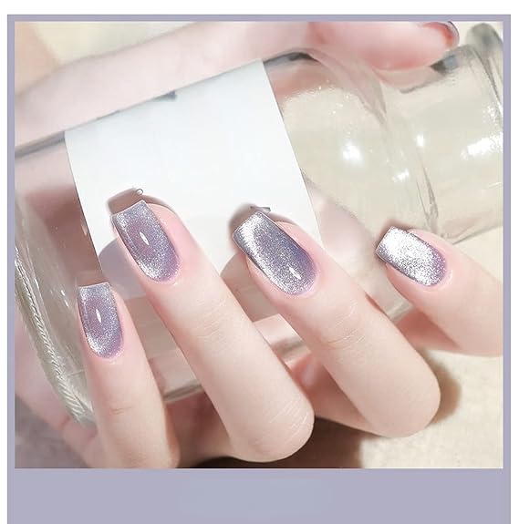 VERONNI Purple Glitter Magnetic Gel Nail,Cat Eye Nail Gel Polish, Holographic Gel 9D Nail Polish Smoothie Wide Cat Eye Nail Polish Soak Off UV LED Magnetic Gel (04)