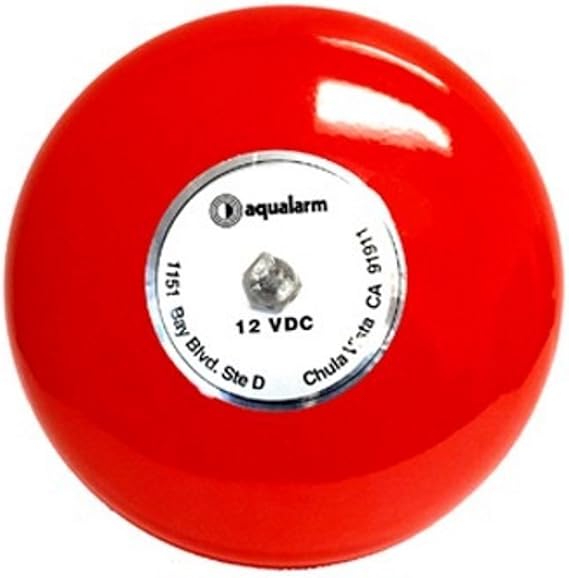 Marine Alarm Bell, 12 Volt, Red, 95dB, Touch Control, Tabletop Mount, Standard Bell Alarm 12 Volt, 20100