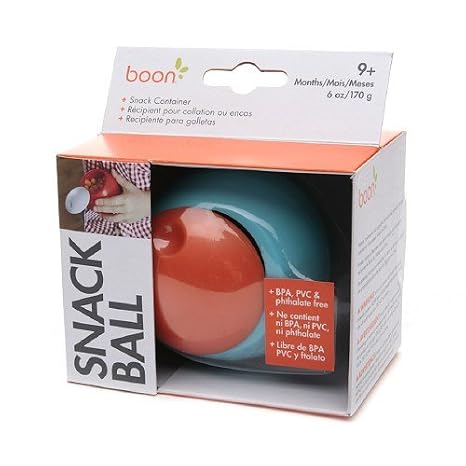 Boon Snack Ball Snack Container, 9m+, Blue Raspberry/Tangerine 1 ea (Pack of 4)