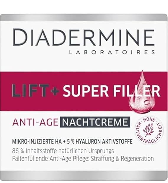 Diadermine Lift + Superfiller Hyaluron Anti-Age Night Cream - 1.76 Fl.oz (50 ml)