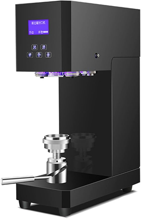 Automatic Can Sealing Machine, 370W Can Seamer Can Sealer with Intelligent Panel & Counting, 52-58mm Caliber Tin Can Sealer Height Adjustable Bottle Capping for Milk Tea Coffee Pop PET Cans,Black