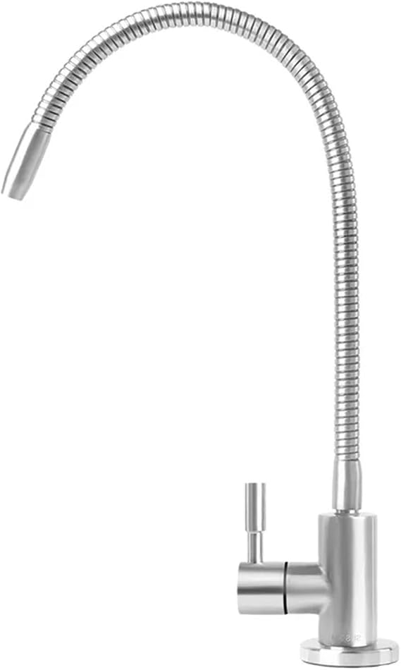 304 Stainless Steel Gooseneck Drinking Water Purifier Faucet for Reverse Osmosis Under Sink Systems, 344mm Height, Silver, Kitchen and Home Use