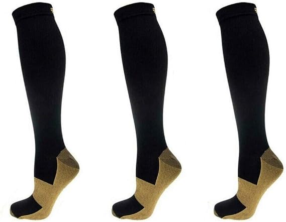 3 Pirs Copper Compression Socks for Men & Women (20-30 mmHg) Best Graduated Athletic Fit for Running, Nurses, Flight Travel & Maternity Pregnancy - Boost Stamina, Circulation & Recovery