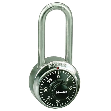 Combination Padlock, Front, Black/Silver