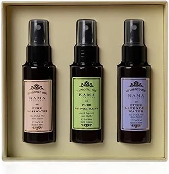 KAMA AYURVEDA Pure Mist Box - Rose, Lavender & Vetiver Water Facial Toner Mist - 200ml - PH Balancing & Pore Treatment