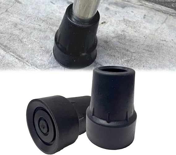 Crutch Tips 7/8 Inch, Rubber Cane Tips Replacement, Black, 2 Pcs