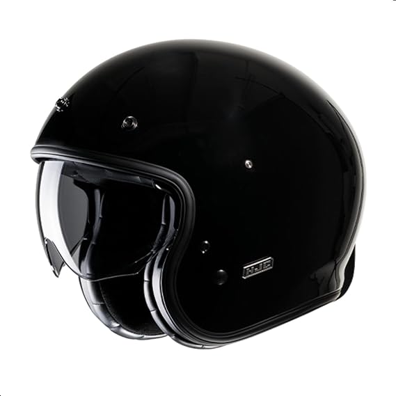 HJC V31 Solid Open Face Motorcycle Helmet with IS-10 Visor, DOT Approved (Black, X-Small)