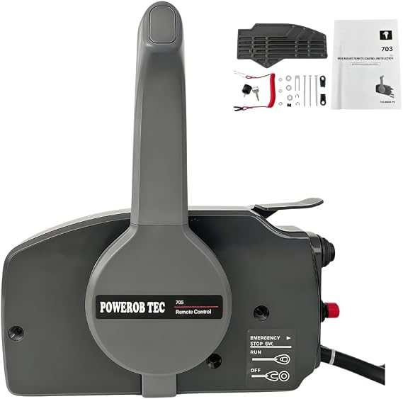 Mechanical 703 Side Mount Control Box (Black) 703-48230-14 Push to Open 7Pin Harness For Yamaha Outboard Engine