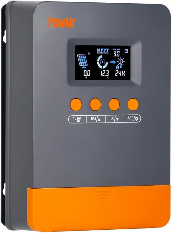 PowMr 35A MPPT Solar Charge Controller, for 12V/24V System, Max 80VDC PV Input, Work with AGM, Gel, Flooded and Lithium Battery