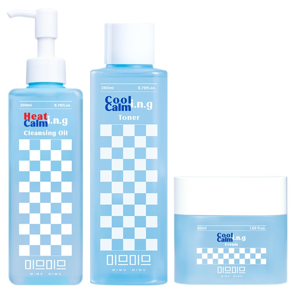 Complete Skincare Set: Heating Cleansing Oil, Cooling Toner & Calming Cream, Korean Home Spa Experience