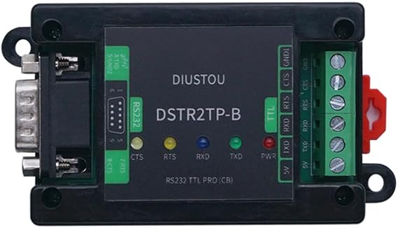 Industrial SP3232 Isolated RS232 to TTL Serial Converter Module with ABS Enclosure DIN Rail Mount with OPTO-Protection 3.3V/5V DB9 Male