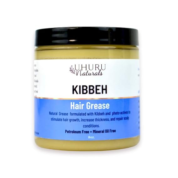 Uhuru Naturals ORIGINAL Kibbeh Hair Growth Grease with Rosemary & Mint Hair Thinning & Hair Loss Treatment for Men & Women | Regrowth, Strengthening & Lengthening for All Hair Types (4 oz)