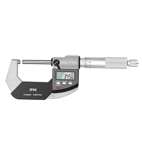 0-2" Digital Outside Micrometer, Inch/Metric Thickness Measuring Tools 0.00005"/0.001 mm Resolution Thickness Gauge, IP64 Protection