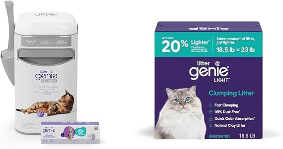 Litter Genie Platinum Pail Light Clumping Cat Litter 18.5 lbs (Bundle)