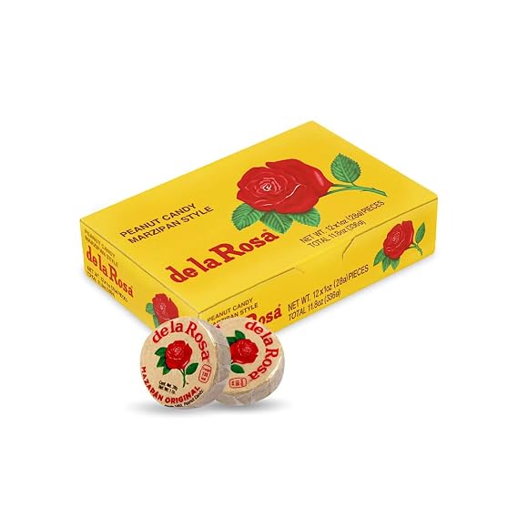 De La Rosa Mazapan, Marzipan Peanut Candy, 4 Small Boxes, 48 Pieces Total, 4 Cajas, 48 Dulces Total