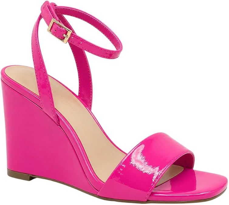 BAMBOO Women's Open Toe Ankle Strap Wedge Sandals