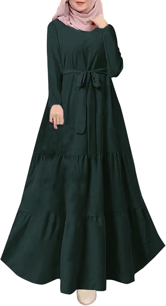 Kaftan Dresses for Women Floral Print Long Robe Ramadan Abaya Maxi Dress Long Sleeve Muslim Eid Outfits Turkish Prayer Clothes Arabic Pakistani Ethnic Dresses Islamic Robe Navy Medium