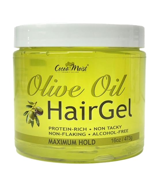 Olive Oil Hair Gel, Maximum Hold, Protein-Rich, Non-Tacky, Alcohol-Free, 16 oz