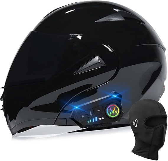 Bluetooth Modular Motorbike Helmet, ECE Approved Flip Up Full Face Motorcycle Helmet, with Double Visor Built-in Speaker Headset Microphone, for Automatic Answering XS~XL