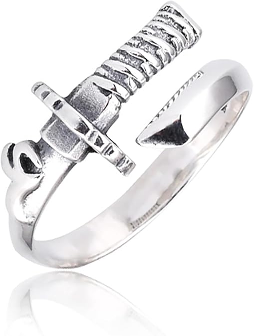 Vintage Sword Ring for Men Women Open Wrap Adjustable Silver Knife Dagger Ring