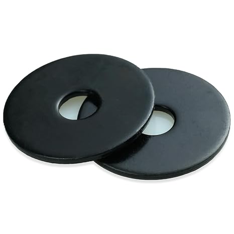 1/4 x 1 Inch 18-8(304) Stainless Steel Fender Washers, Black Zinc Plated Flat Washers for Screws and Bolts, 50 Pieces Large Repair Washers for Home and Industrial Use