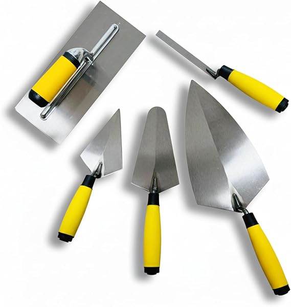 5PCS Masonry Hand Tool Set, Concrete Tools Set Includes Brick Trowel, Pointing Trowels,Margin, Tuck Pointing Tool