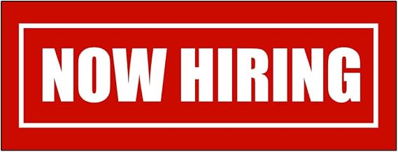 Now Hiring Promotion Business DECAL STICKER Retail Store Sign - 4.5 x 12 inches