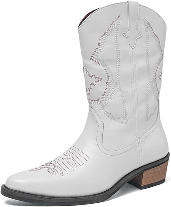 CHUUMEE Mens Cowboy Boots Pointed Toe Classic Fashion Embroidery Western Boot for Male Slip Resistant Durable