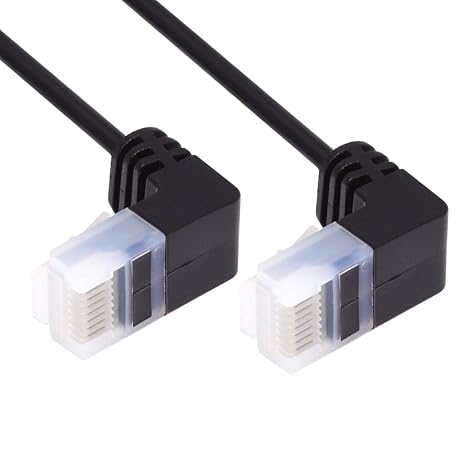 CY Ultra Thin Slim Cat6 Ethernet Cable RJ45 Down Angled 25cm UTP Network Cable Patch Cord 90 Degree Cat6a LAN for Laptop Router TV Box