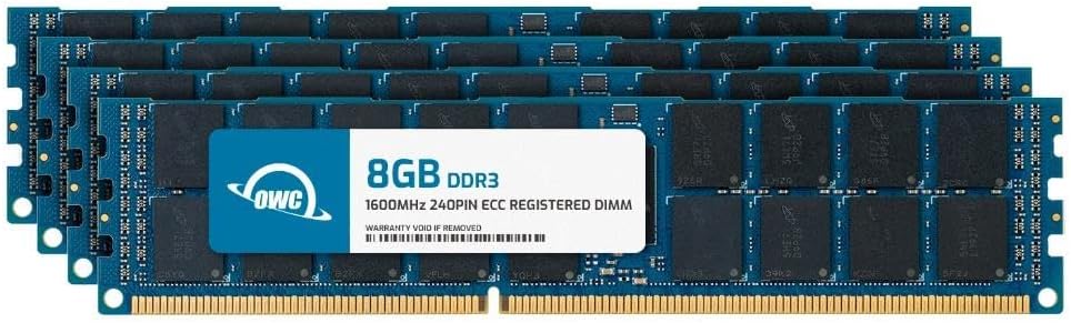 OWC 32GB 4x8GB DDR3 1600 PC3-12800 CL11 1Rx4 240-pin 1.5V ECC Registered RDIMM Memory RAM Module Upgrade Kit Compatible with HP Workstation Z820