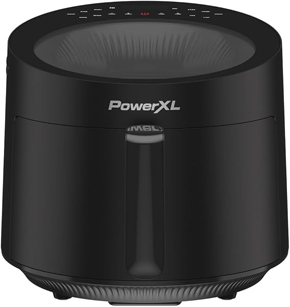 PowerXL LUMINEX 5.3 QT Radiant Light Air Fryer, Heats to 400F in 2.4 Seconds, Auto Shut-off, 12 Quick-Touch Presets, Glass Skylight Window