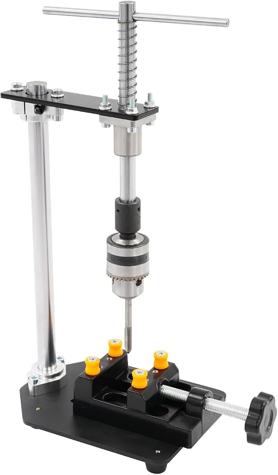 Manual Tapping Machine, Precision Hand Tapper, Vertical Tapping Tool with 6 Taps & Vise for DIY & Workshop