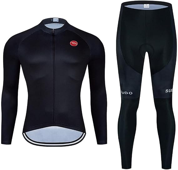 Men's Cycling Jersey Set Long Sleeve Cycling Clothing Road Bike Shirts Bicycle Jersey with 20D Gel Padded Long Pants