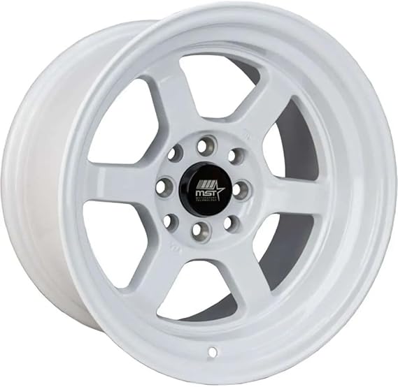 Time Attack 15x8.0 4x100/4x114.3 0 ET 73.1 CB Glossy White Single Wheel/Rim by MST