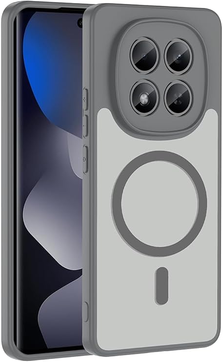 SİDE EYE - Xiaomi Redmi Note 15 Pro Plus İçin Kılıf MagSafe İle Uyumlu Kamera Korumalı Mat Parmak İzi Tutmayan - Gri