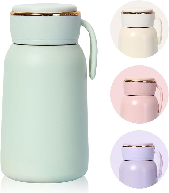 YiZhou Small Flask 300ml(10oz) | Insulated Travel Mug | Mini Flask for Hot Drinks | Leakproof & Portable Pocket Cup for Commutes, Office, Travel, Keeps 6 Hours Hot/Cold (Green)