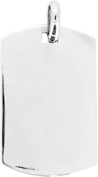 Treasure Bay Classic Men's 925 Silver ID Tag Pendant, Dog Tag Army Pendant for Men