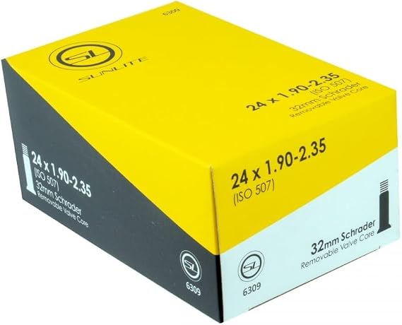 Bike Tube, 24x1.90-2.35 32mm Regular Valve 24x1.95, 24 x 2.00, 24 x 2.125