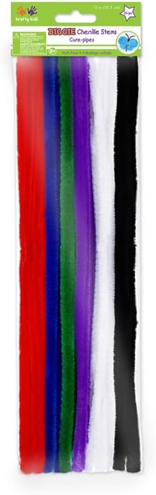 GC026B Biggie Chenille Stems 12inx0.5in, Multi Pack 24Pc
