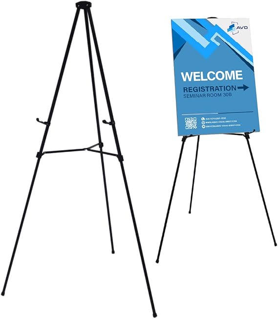 Audio-Visual Direct 2 Pack Aluminum Telescoping Display Easel, 70", Black