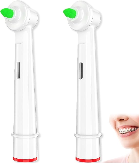 2PCS Interspace Toothbrush Replacement Heads, Suitable for Braun Oral-B Tooth Brush Heads for Cleaning Braces, Back Teeth, Bridges & Crevices