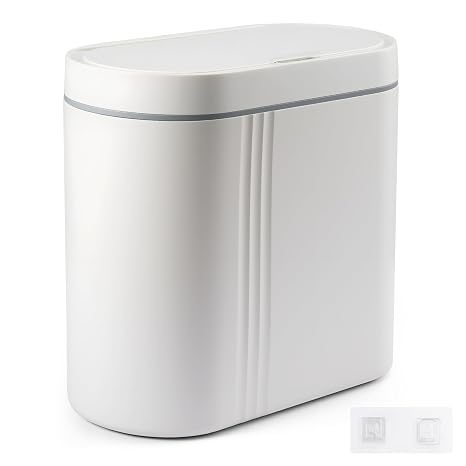 2 Gallon (7.5L) Automatic Sensor Trash Can – Touchless Motion Activated Bathroom Bin, Waterproof Smart Garbage Bin with Lid, Silent Operation for Kitchen, Office & Home (White)