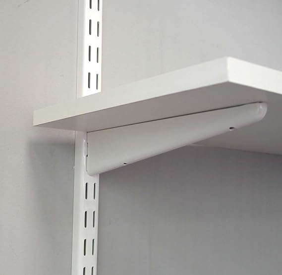 Knape & Vogt John Sterling Dual Trak Adjustable Wood Shelf Bracket, 14-Inch, Warm White, 0122-14WT, Steel, 14 Inch