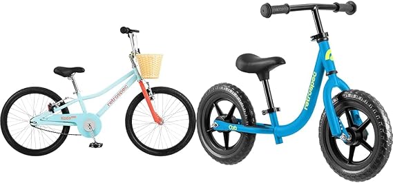 Retrospec Kids Bikes Bundle: Plus 20" Bicycle for Boys & Girls Ages 6-8 Years, Adjustable Seat & Handlebars, Training Wheels & 12" Toddler Balance Bike, 18 Months - 4 Years, Adjustable Seat